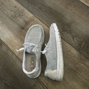 Hey Dude Gray and White Moccasin Shoes